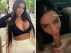 Gata chupou o pau do motorista do Uber e levou gozada nos seios grandes