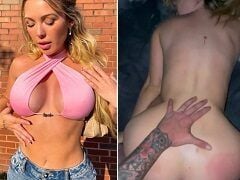 Loira peituda dando o bumbum de quatro em cena caseira