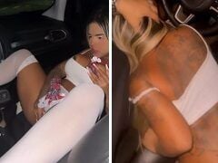 Mamada no uber enquanto se toca no banco do carro