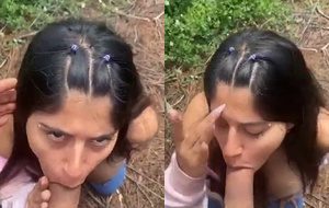 Novinha morena peituda mamando rola grande e tomando gozada quente