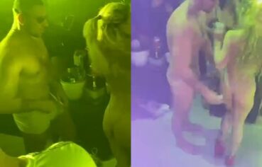 Loira safada fudendo com amigo na pista da boate até gozar alto