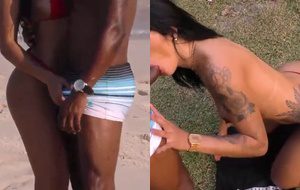 Shayenne Samara dando o bumbum para um negro dotado na praia