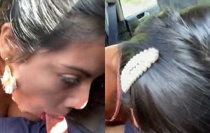 Steffy Moreno chupando com maestria no carro em movimento e gemendo de tesão